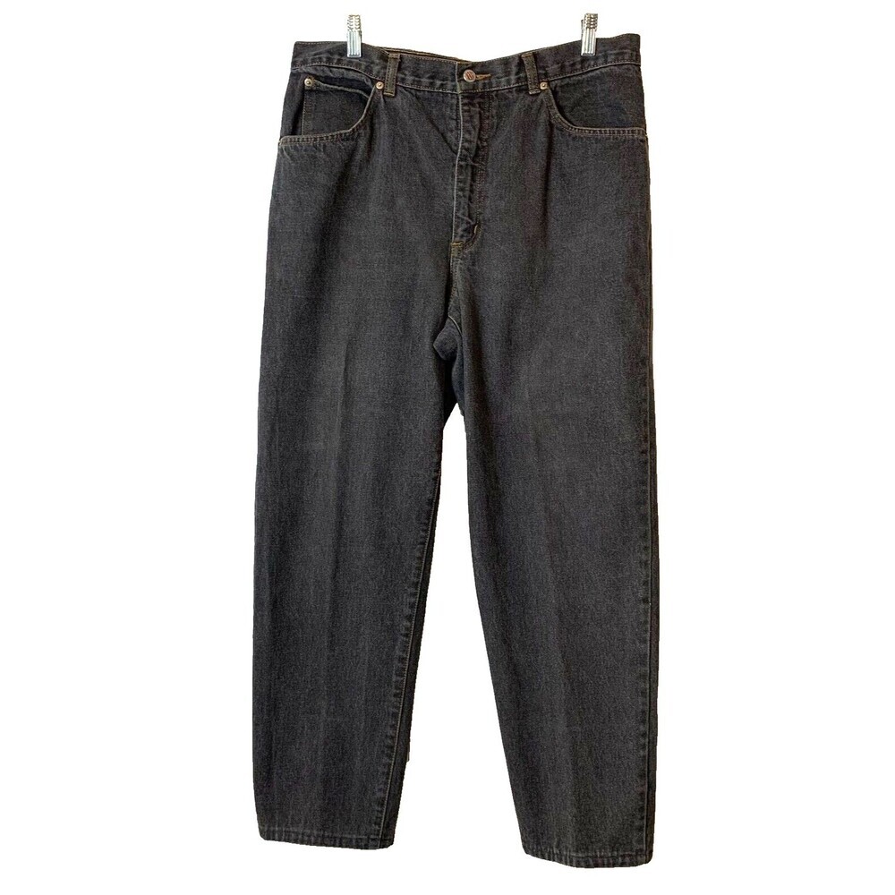 Pioneer Jeans Mens 100% Cotton Size 35x30 Black Dark Wash Boot Cut Vintage